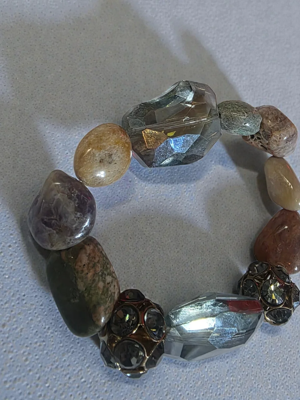 Natural Stone & Crystal Stretch Bracelet